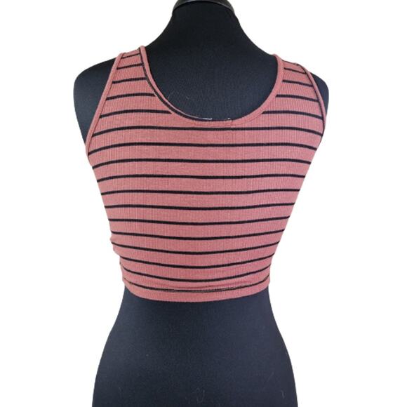 Ribbed Striped Crop Top Size Small - Picture 2 of 5